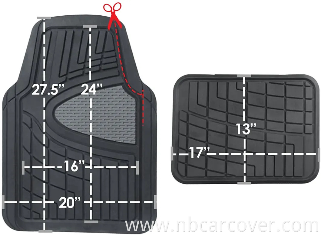 Black Rubber Floor Mat (Heavy Duty Tall Channel, Full Set Trim to Fit)